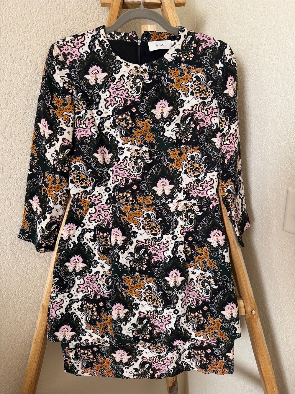 A.L.C. Tordi Floral 100% Silk Mini Dress with pockets - Picture 4 of 6